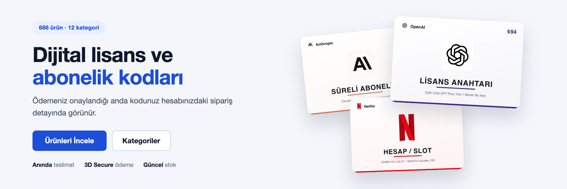 Dijital lisans ve abonelik kodları